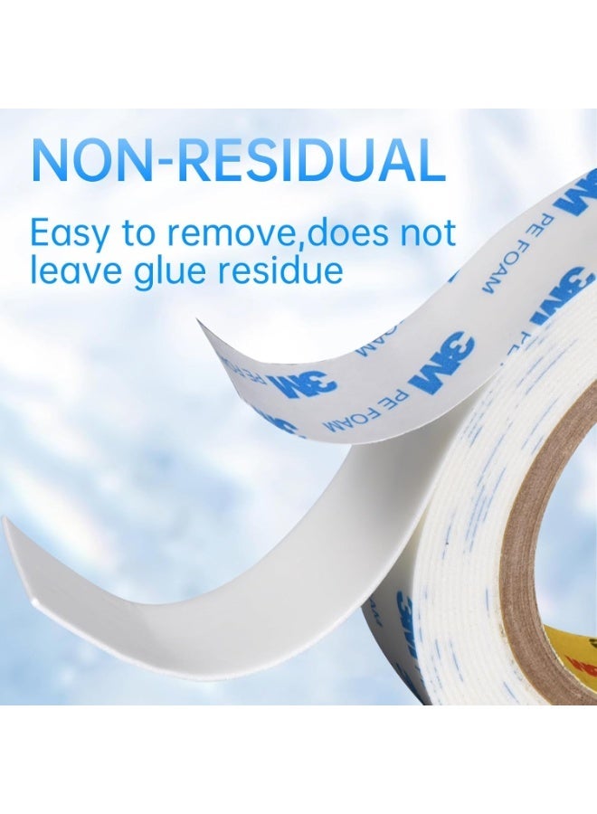 ثري ام شريط لاصق مزدوج الجوانب 1 سم * 3 م، شريط تثبيت شديد التحمل، شرائط من فوم البولي ايثيلين قابلة للازالة، شريط لاصق قوي مقاوم للماء ولا يسبب تلف للطلاء والحائط والصور والملصقات المعلقة - Image 3